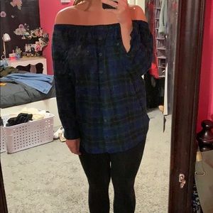 off the shoulder flannel